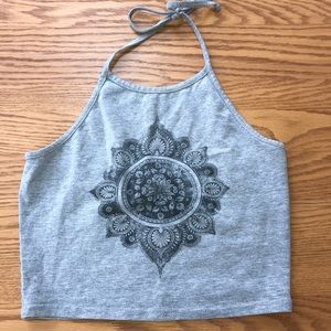Gray Crop Halter Top